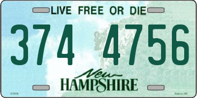 NH license plate 3744756