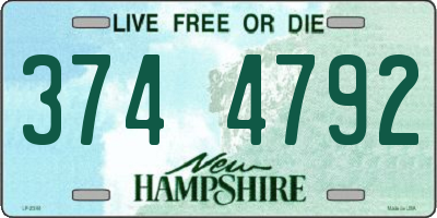 NH license plate 3744792