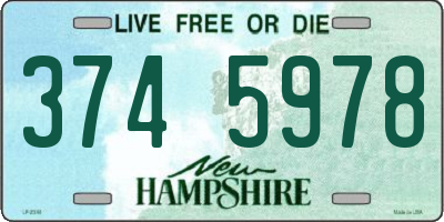 NH license plate 3745978