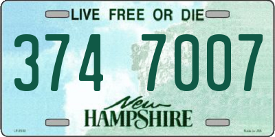 NH license plate 3747007