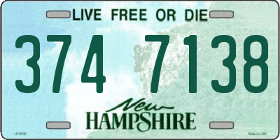 NH license plate 3747138