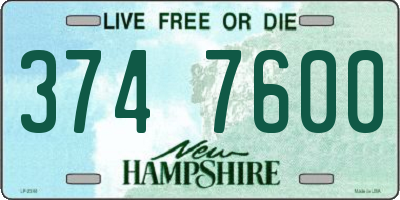 NH license plate 3747600