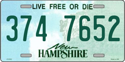NH license plate 3747652