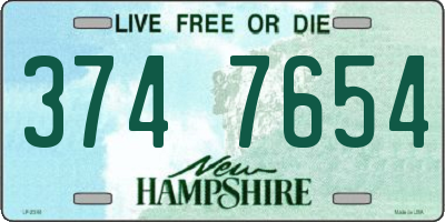 NH license plate 3747654