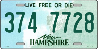 NH license plate 3747728