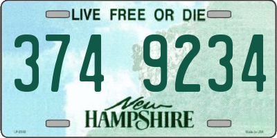 NH license plate 3749234