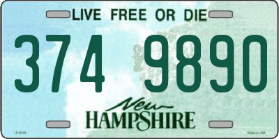 NH license plate 3749890
