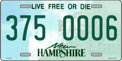 NH license plate 3750006