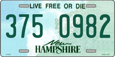 NH license plate 3750982