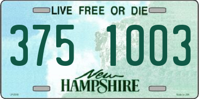 NH license plate 3751003