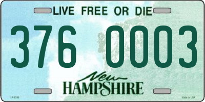 NH license plate 3760003