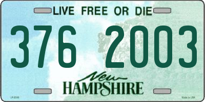 NH license plate 3762003