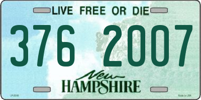 NH license plate 3762007