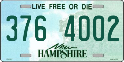 NH license plate 3764002