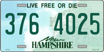 NH license plate 3764025