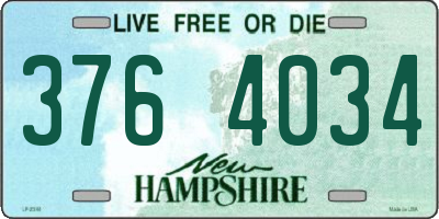 NH license plate 3764034
