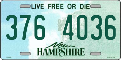 NH license plate 3764036