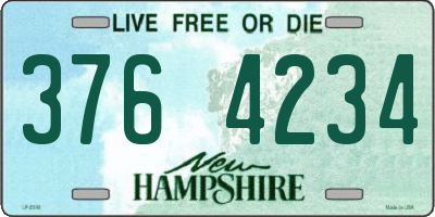 NH license plate 3764234