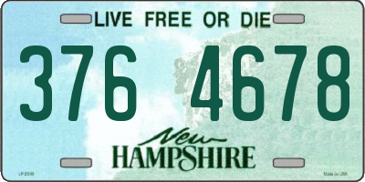 NH license plate 3764678