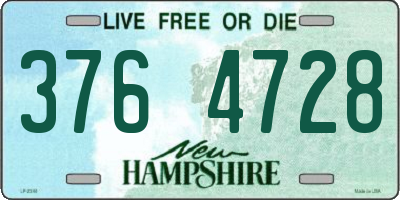 NH license plate 3764728