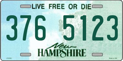 NH license plate 3765123
