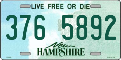 NH license plate 3765892