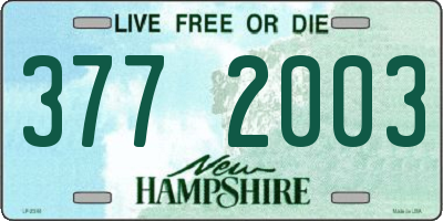 NH license plate 3772003