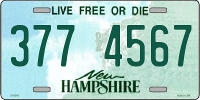 NH license plate 3774567