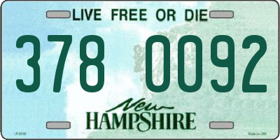 NH license plate 3780092