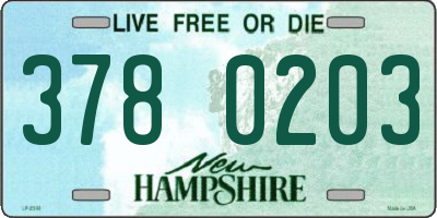 NH license plate 3780203