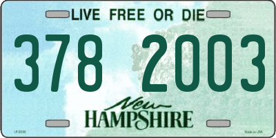 NH license plate 3782003