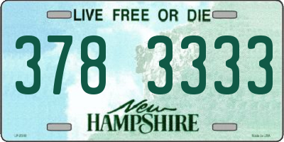 NH license plate 3783333
