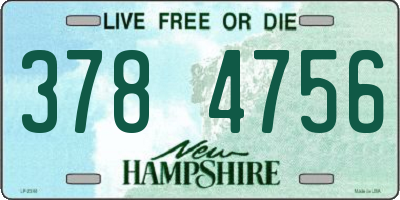NH license plate 3784756