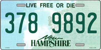 NH license plate 3789892