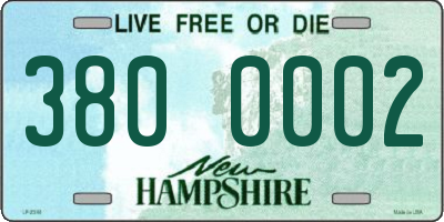 NH license plate 3800002