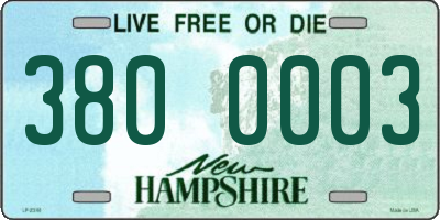 NH license plate 3800003