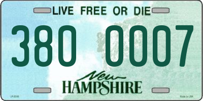 NH license plate 3800007