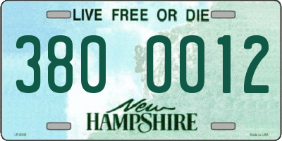 NH license plate 3800012