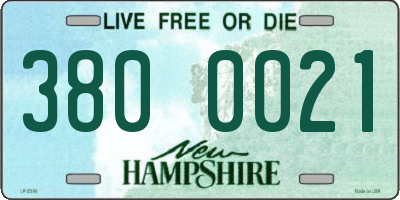 NH license plate 3800021