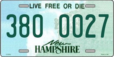 NH license plate 3800027