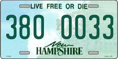 NH license plate 3800033