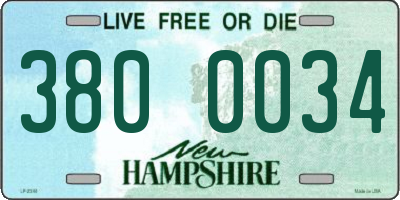 NH license plate 3800034