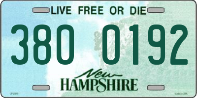 NH license plate 3800192