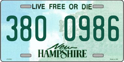 NH license plate 3800986