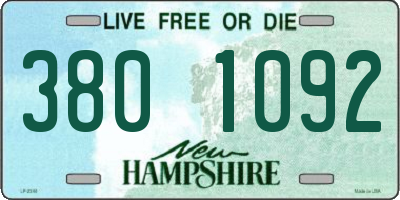 NH license plate 3801092