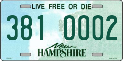 NH license plate 3810002