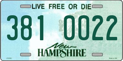 NH license plate 3810022