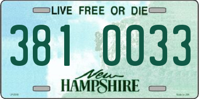NH license plate 3810033