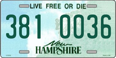 NH license plate 3810036