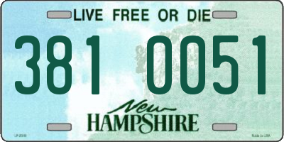 NH license plate 3810051